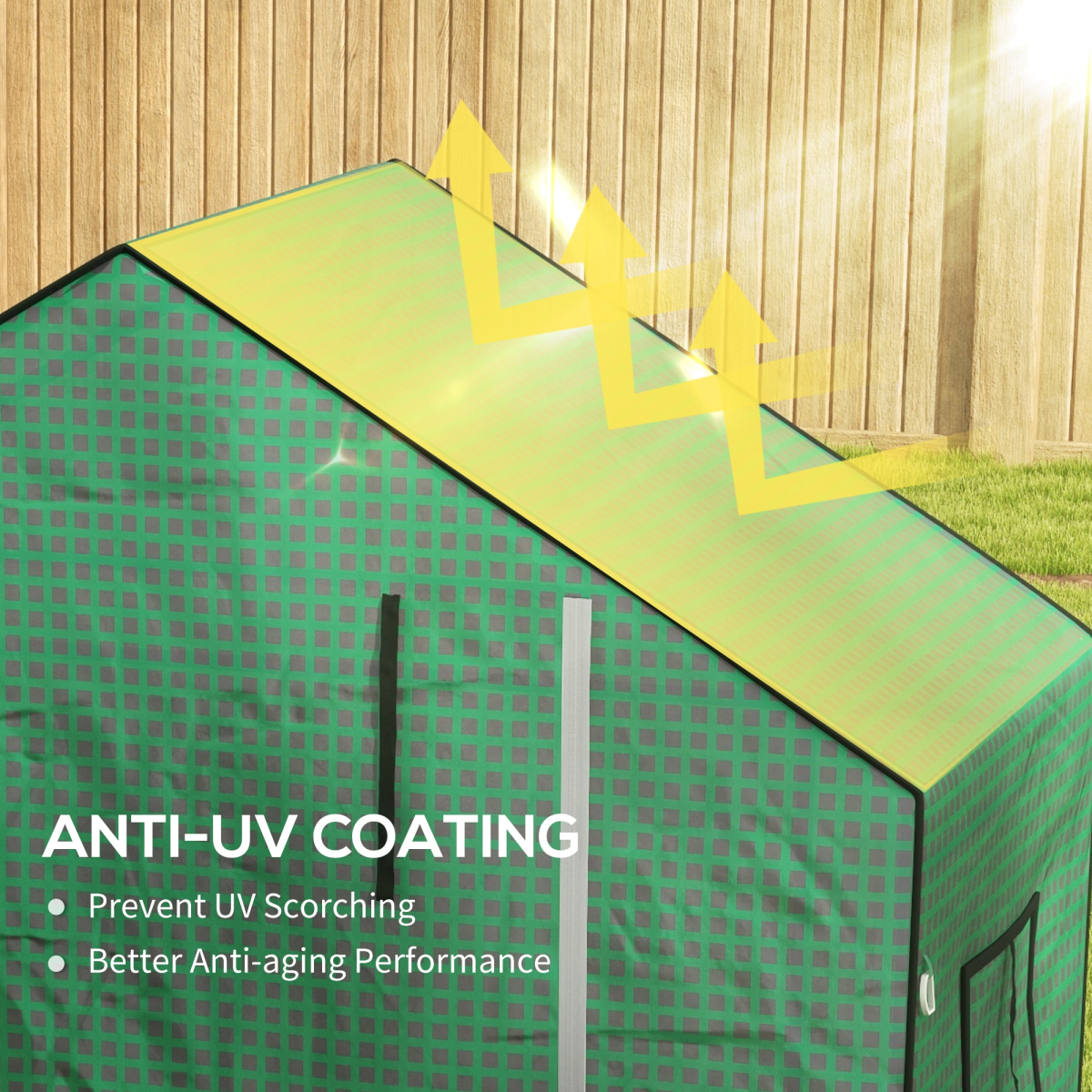 Outsunny PE Greenhouse Cover Replacement with Door and Mesh Windows, Green