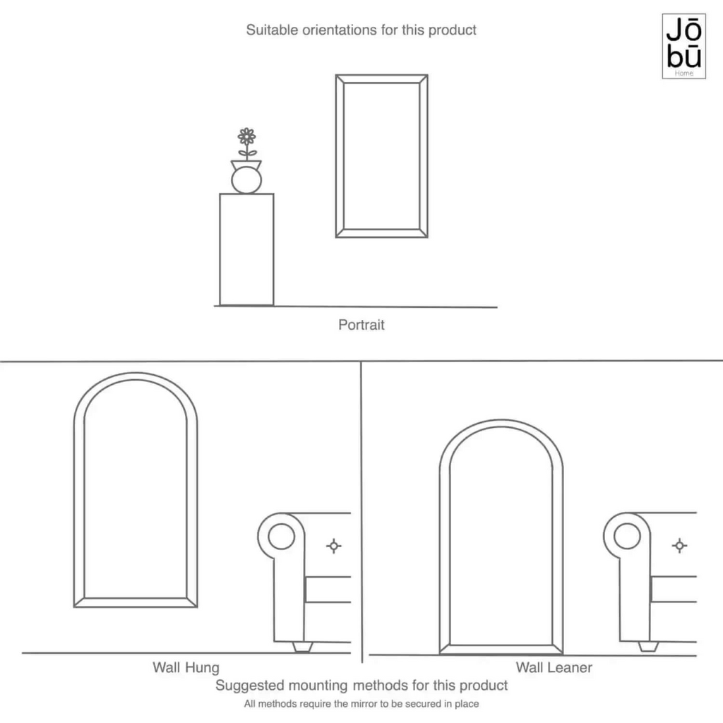 Mio Luxe Black & Gold Arched Metal Window Mirror - 95cm x 120cm Elegance