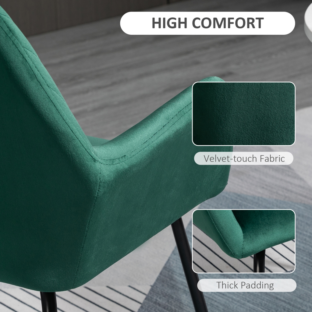 Chic Velvet Accent Chair with Metal Base - Stylish Lounge Armchair in Green