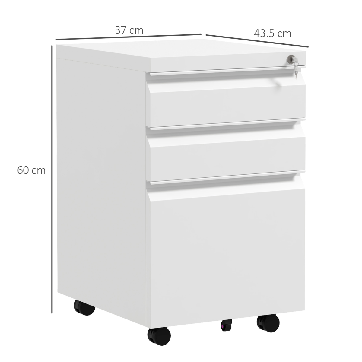 Secure Rolling File Storage Cabinet - Compact Steel, Locking Drawers, Mobile Design