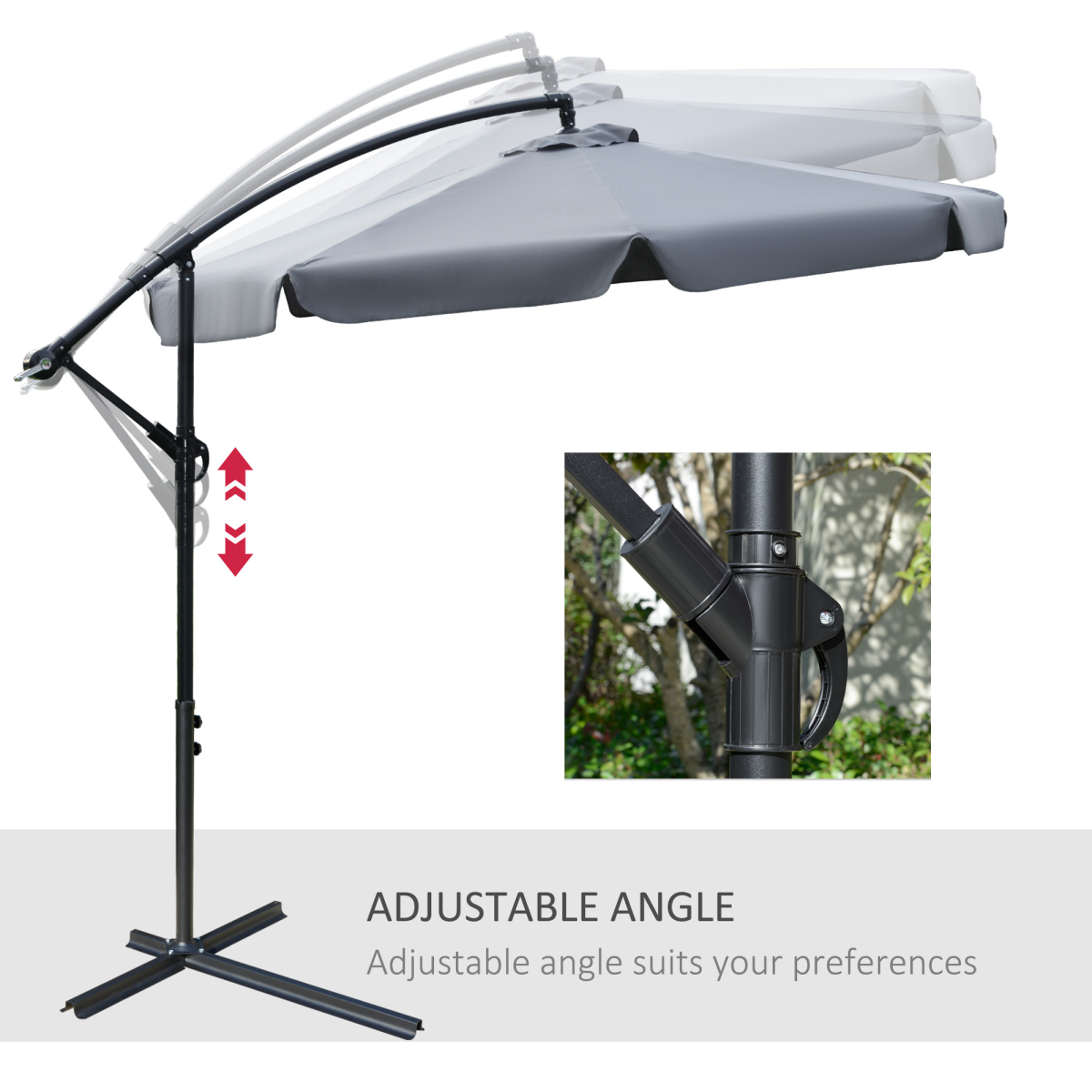 2.7mBanana Parasol Cantilever Umbrella with CrankDark Grey
