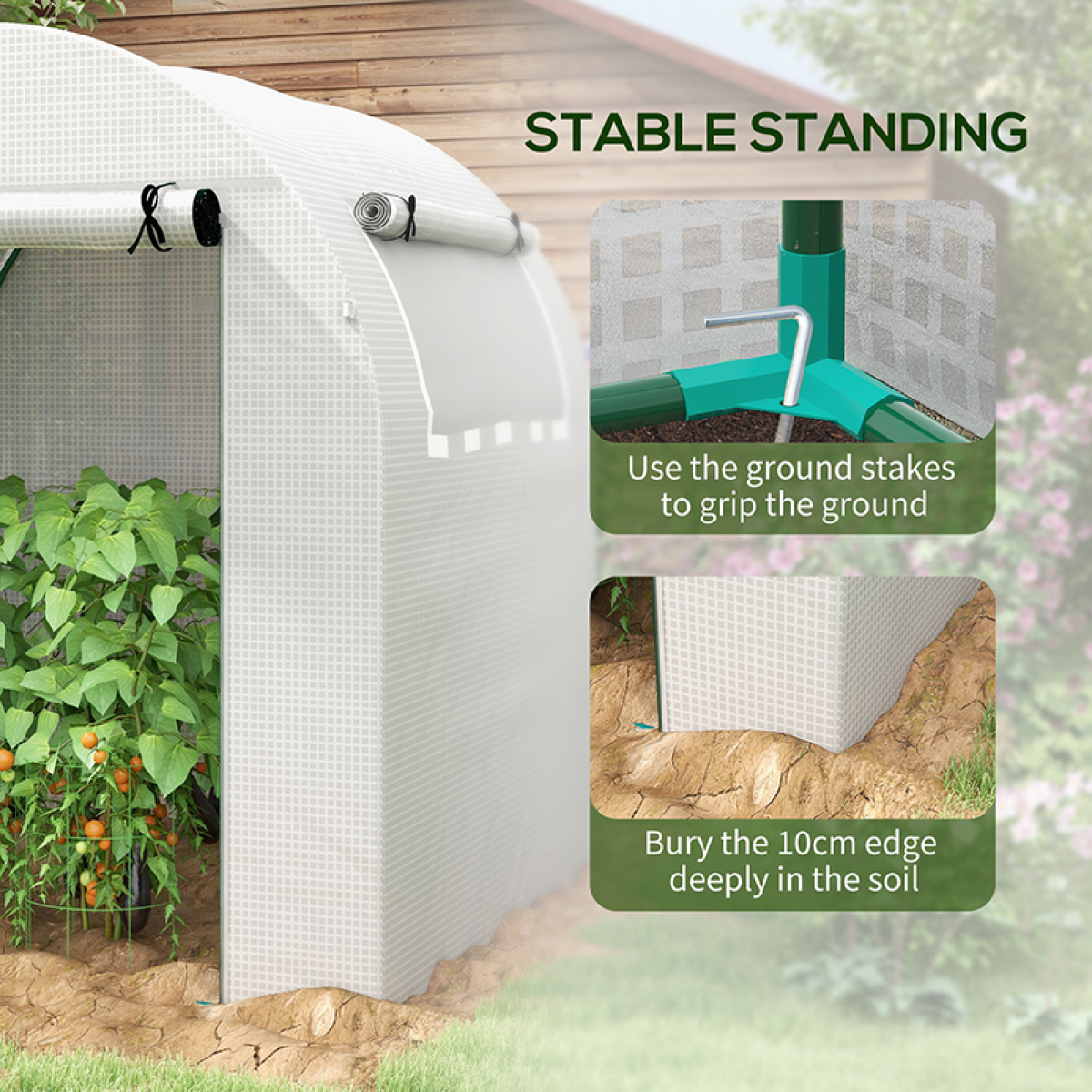 Outsunny 6ft x 6ft Portable Greenhouse with Roll-up Window & Zipped Door