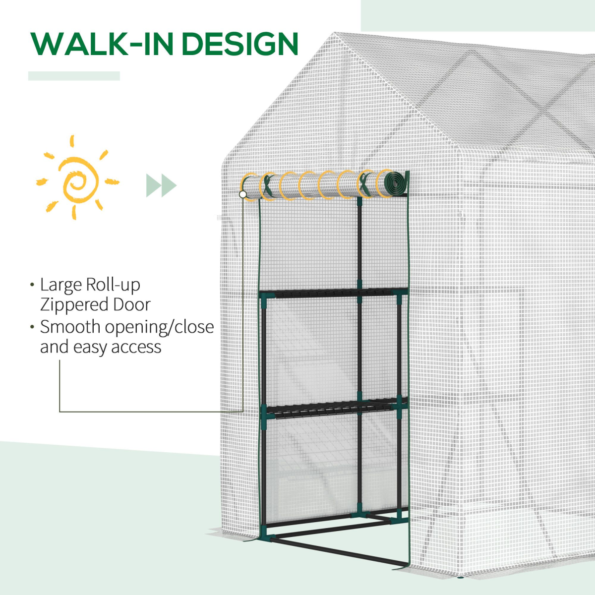 Outsunny Portable PE Greenhouse with 2-Tier Shelf - Protect Your Plants!