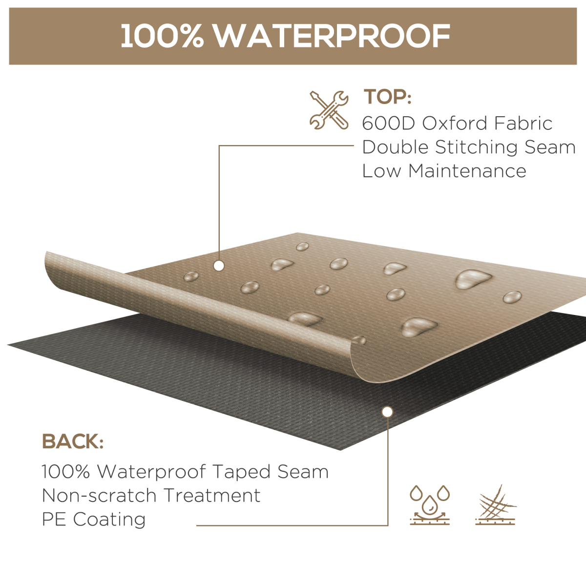 275x205cm Protective Outdoor Furniture Cover - Water & UV Resistant Beige