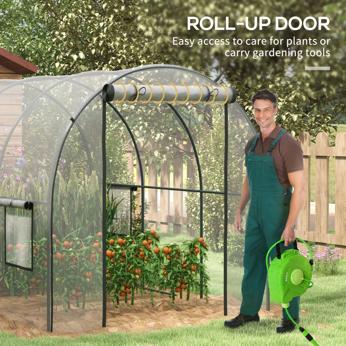 Outsunny 3x2m Polytunnel Greenhouse: Steel Frame, Roll-Up Door & Airy Windows