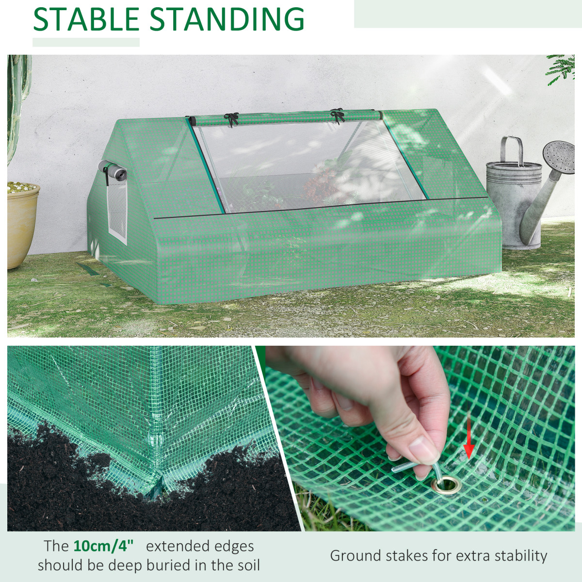 180 x 140 x 80cm Mini Portable Greenhouse with Zipped Windows and Door, Green