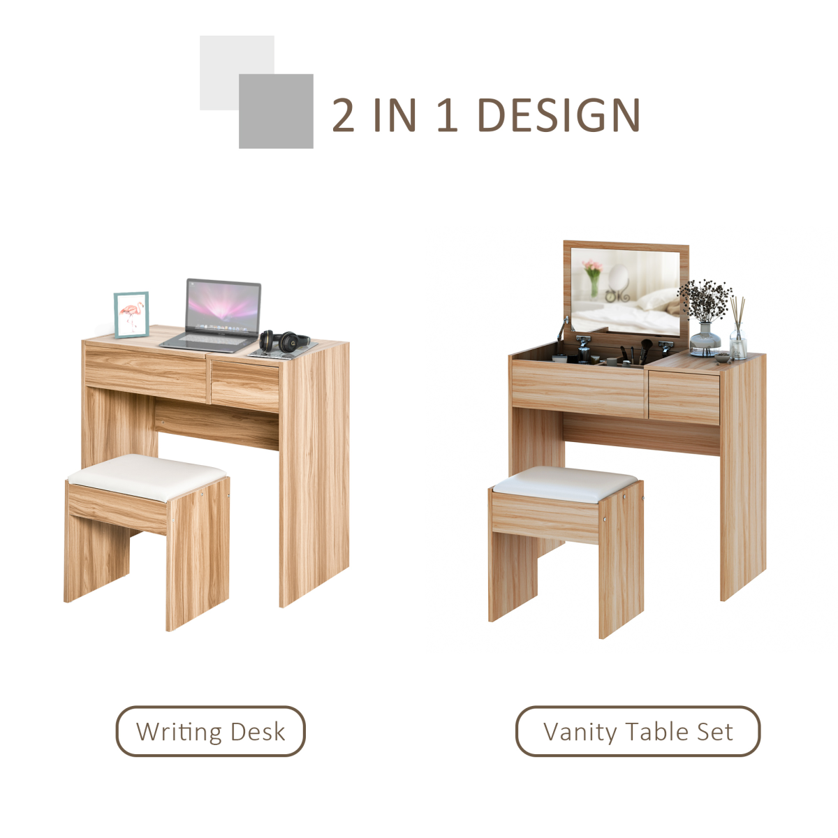 Dressing Table With Padded Stool