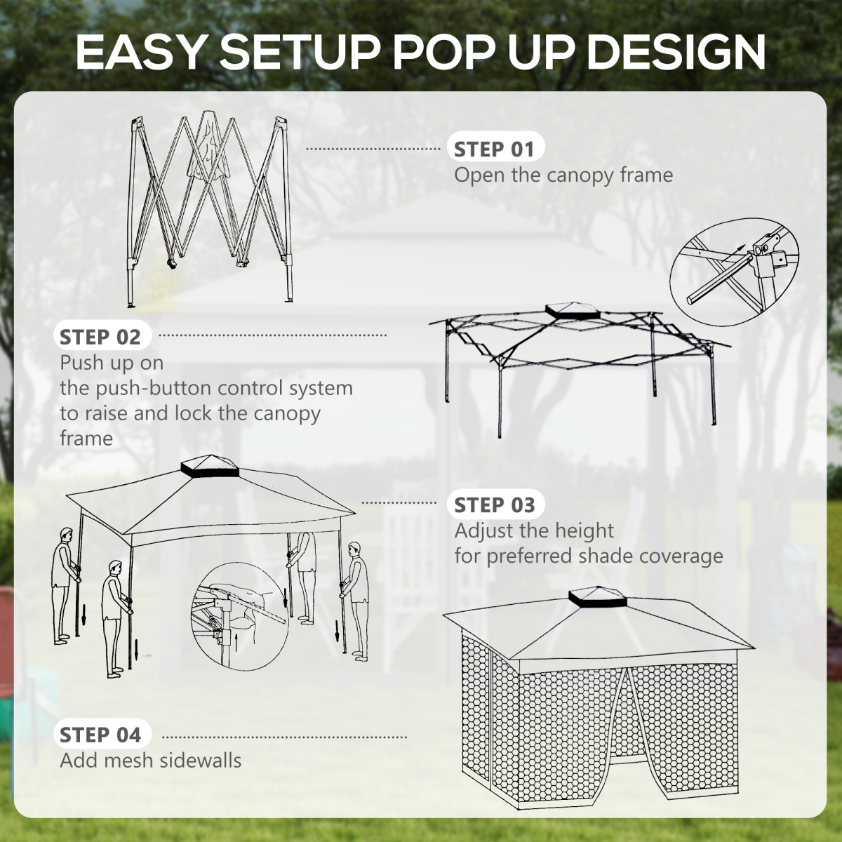 Outsunny Garden Folding Tent Heavy Duty Pop Up Gazebo for Party Cream