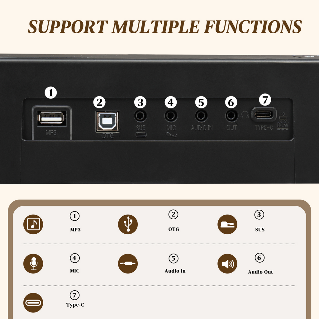 GPP-101 88-Key Bluetooth Digital Piano: Full-Size Semi-Weighted Excellence