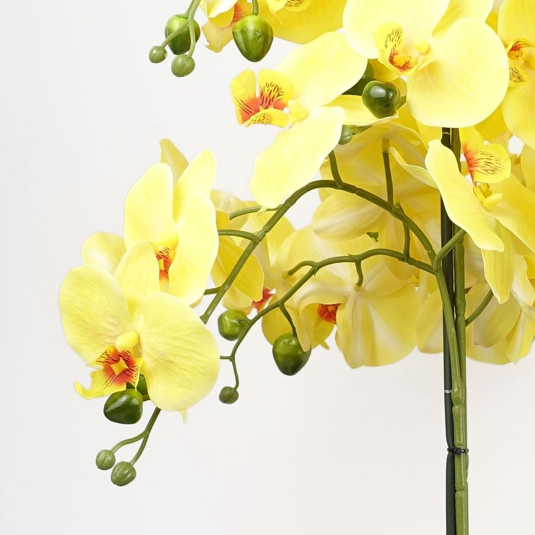 60cm Orchid Artificial Yellow Black Ceramic Planter