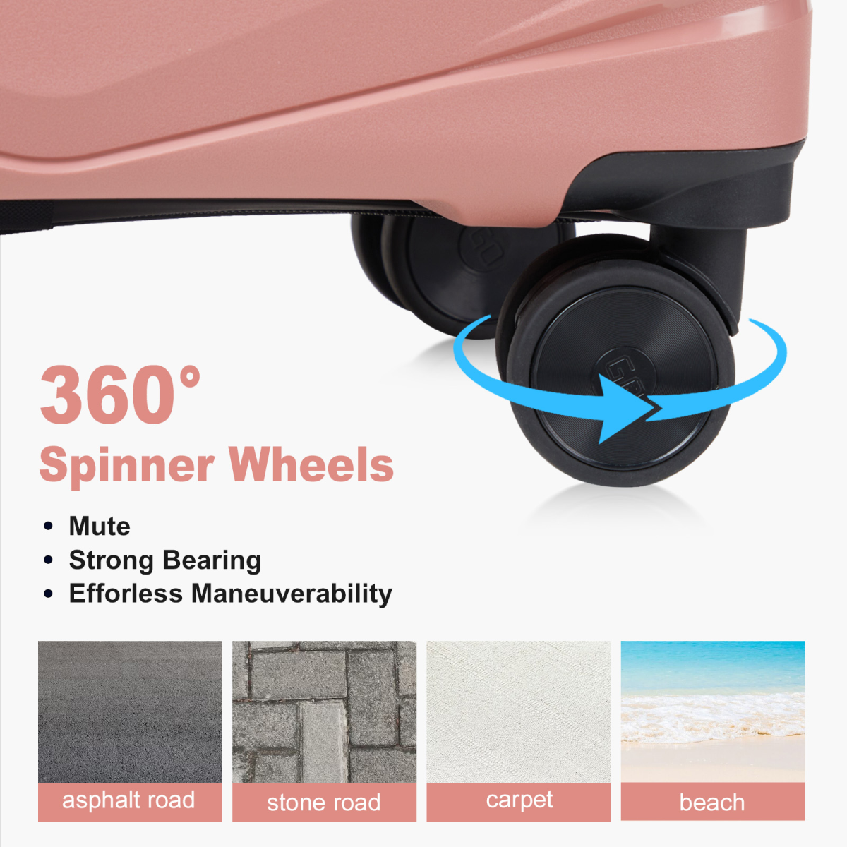 V-Stripe Elegant 3-in-1 Rose Gold PP Trolley Case - Travel in Style!