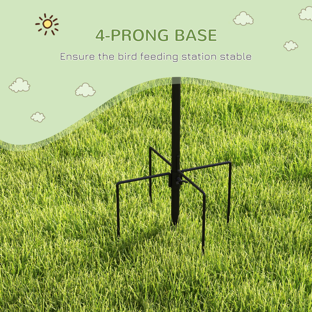 Bird Feeding Station Kit Wild Bird Feeder Pole w/ 6 Hooks 4 Hanging Feeders