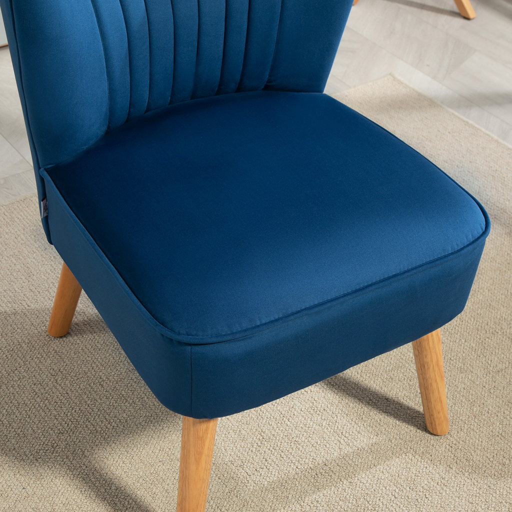 HOMCOM Velvet Accent Chair Occasional Tub Chair for Living Room, Dark Blue