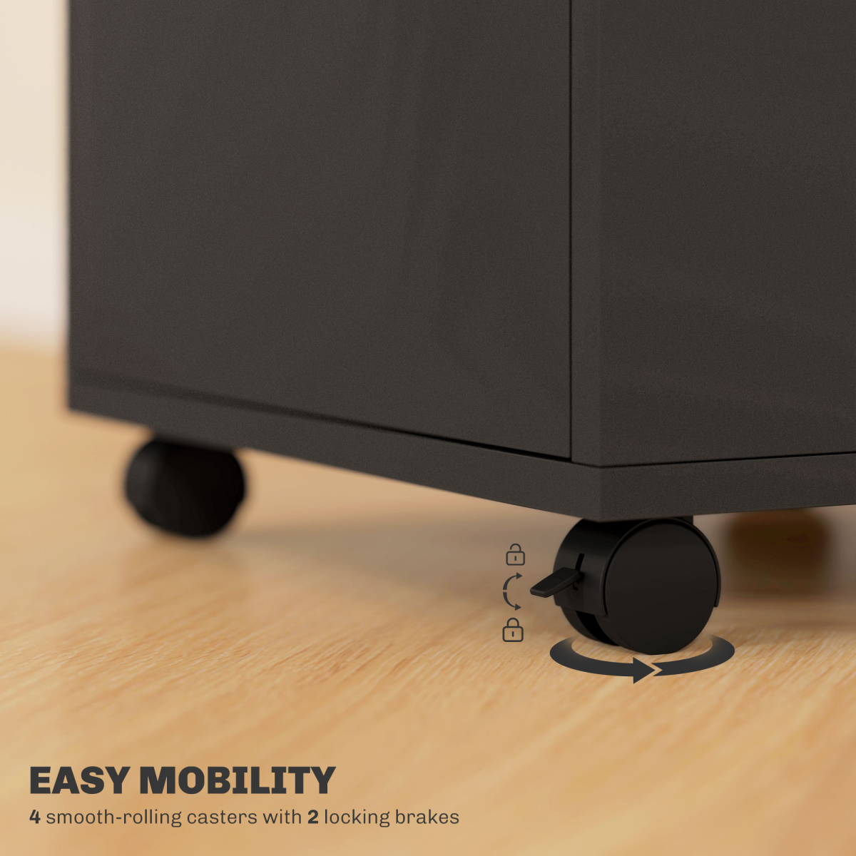 HOMCOM 60cm Storage Cabinet with Drawers and Open Shelf, Black