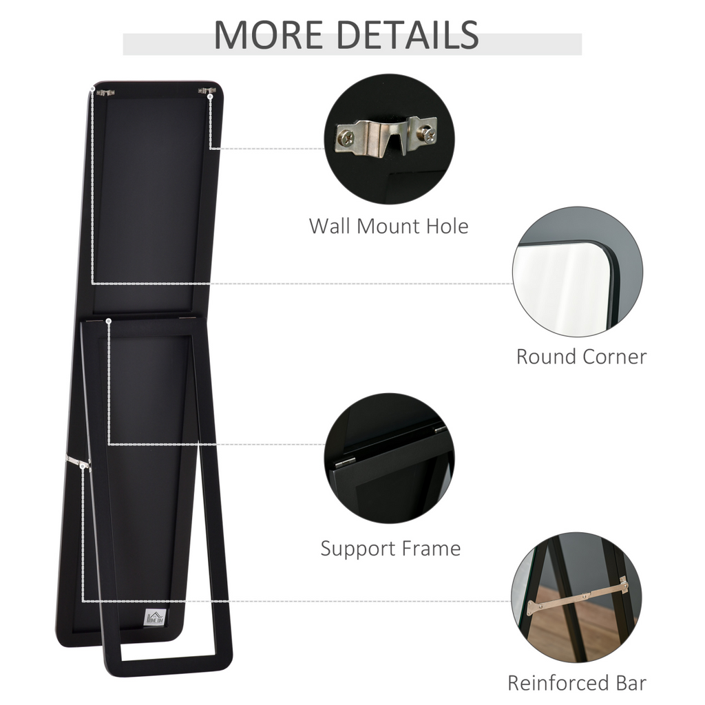 Full Length Mirror Free Standing or Wall Mount Dressing Bedroom Black