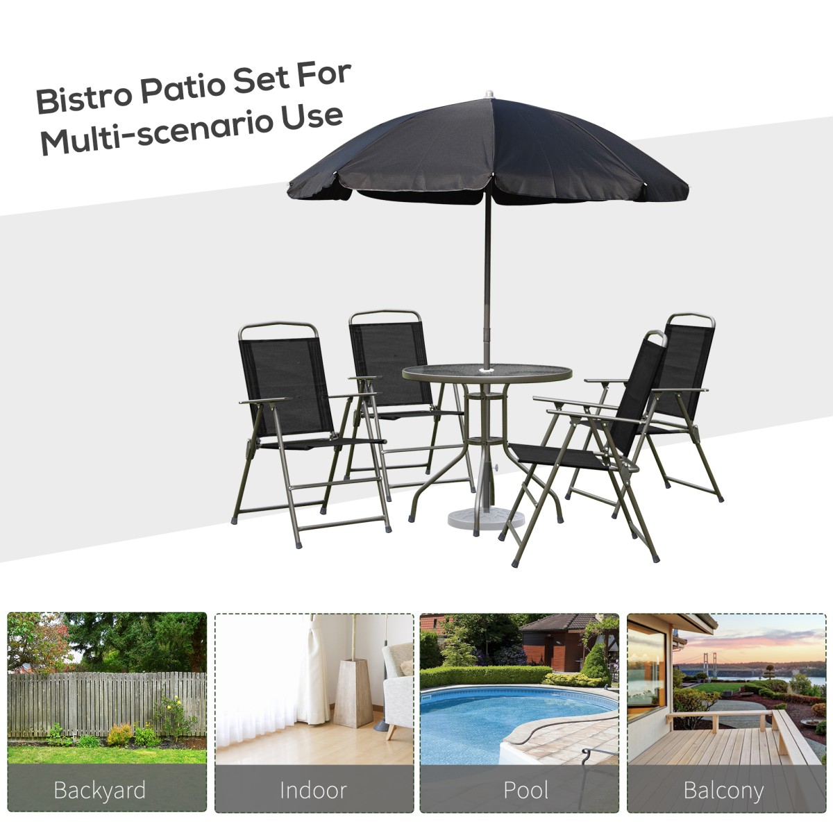 6 Pcs Bistro Set, Texteline-Black