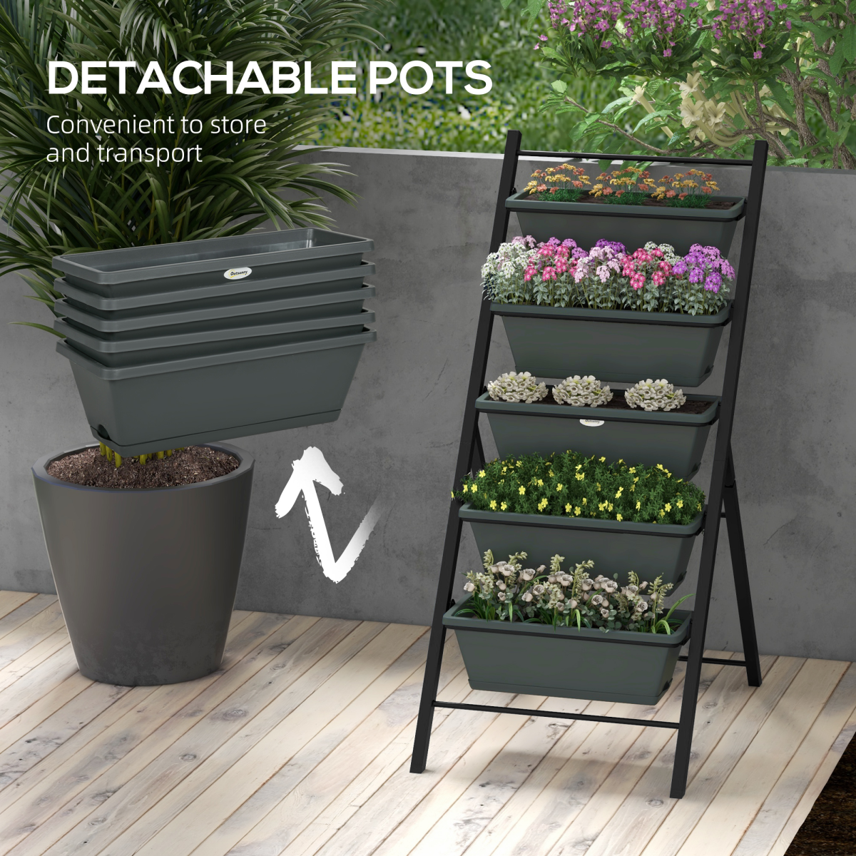 Outsunny Vertical Raised Garden Bed with 5 Removable Trays – Perfect for Small Spaces!