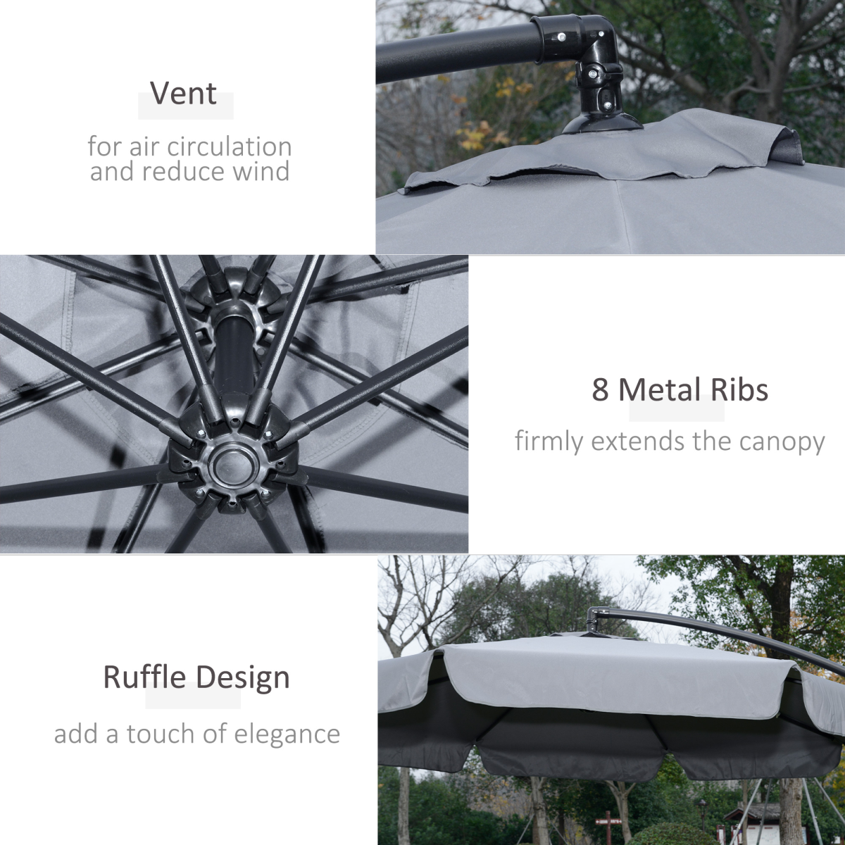 2.7mBanana Parasol Cantilever Umbrella with CrankDark Grey