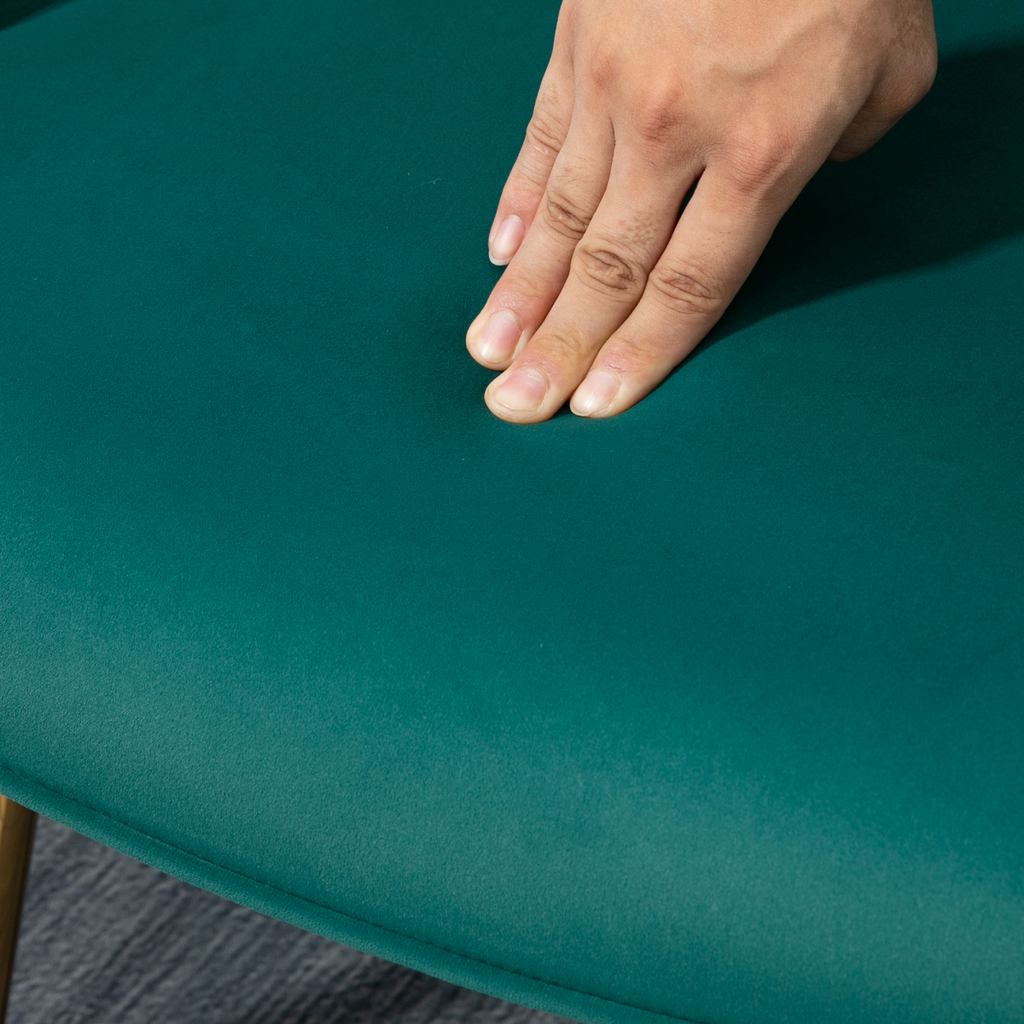 HOMCOM Button Tufted Armchair with Footstool and Gold Tone Steel Legs Dark Green