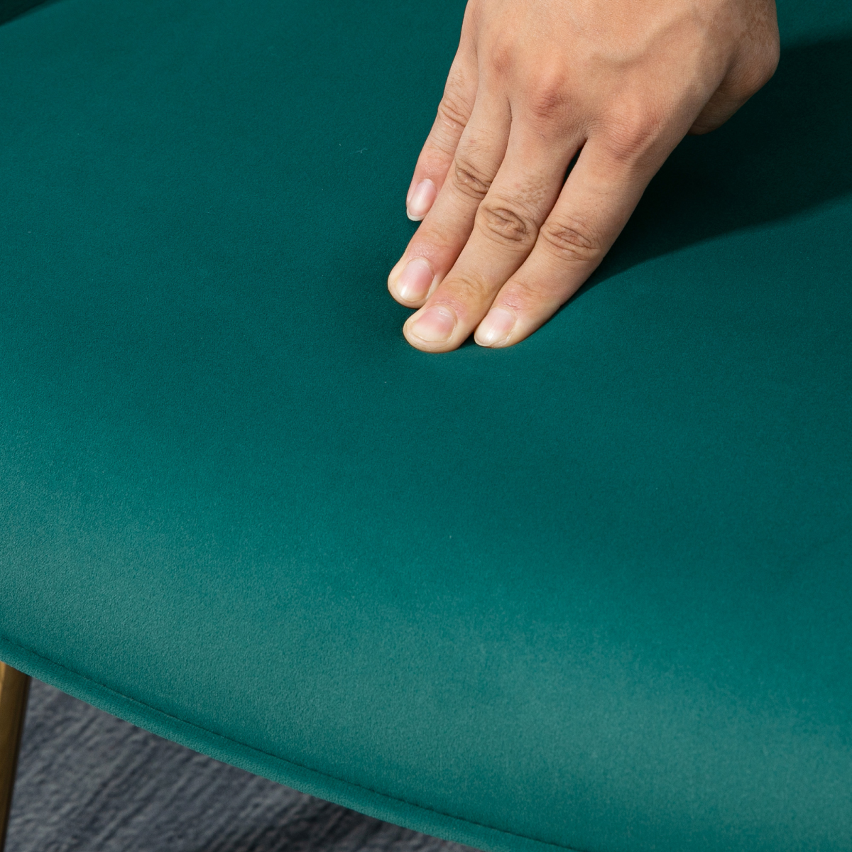 HOMCOM Button Tufted Armchair with Footstool and Gold Tone Steel Legs Dark Green