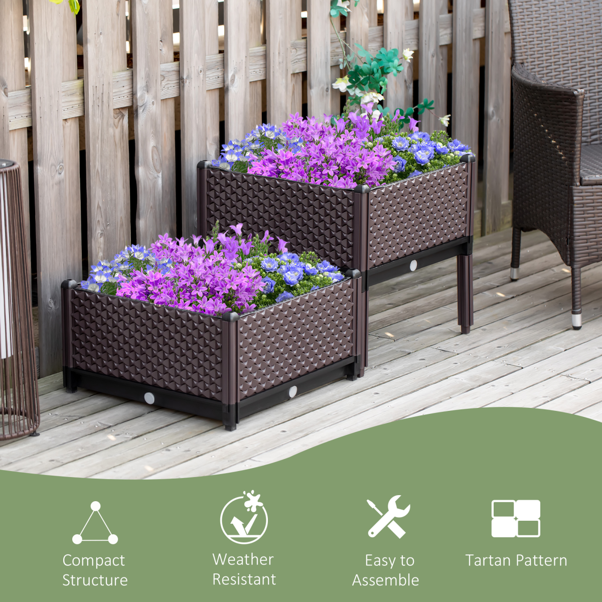 Elevate Your Garden: 2-Piece Versatile Raised Planter Box for Home Growth!