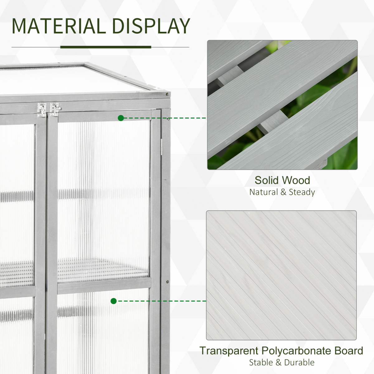 Wood Cold Frame Greenhouse Outdoor Indoor PC Board 76 x 47 x 110cm Grey