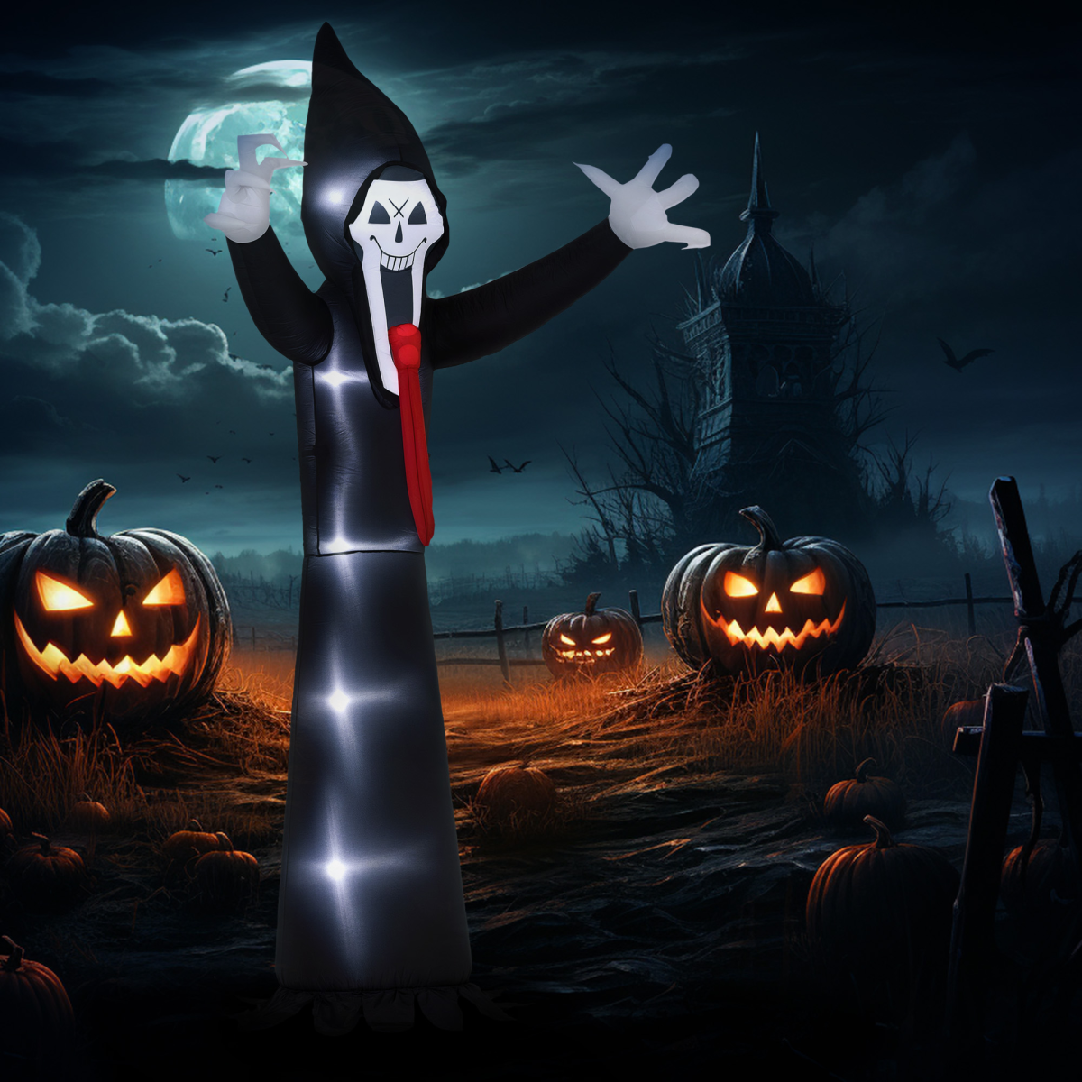 Outsunny 10 FT Grim Reaper Halloween Inflatable for Indoor, Outdoor Party