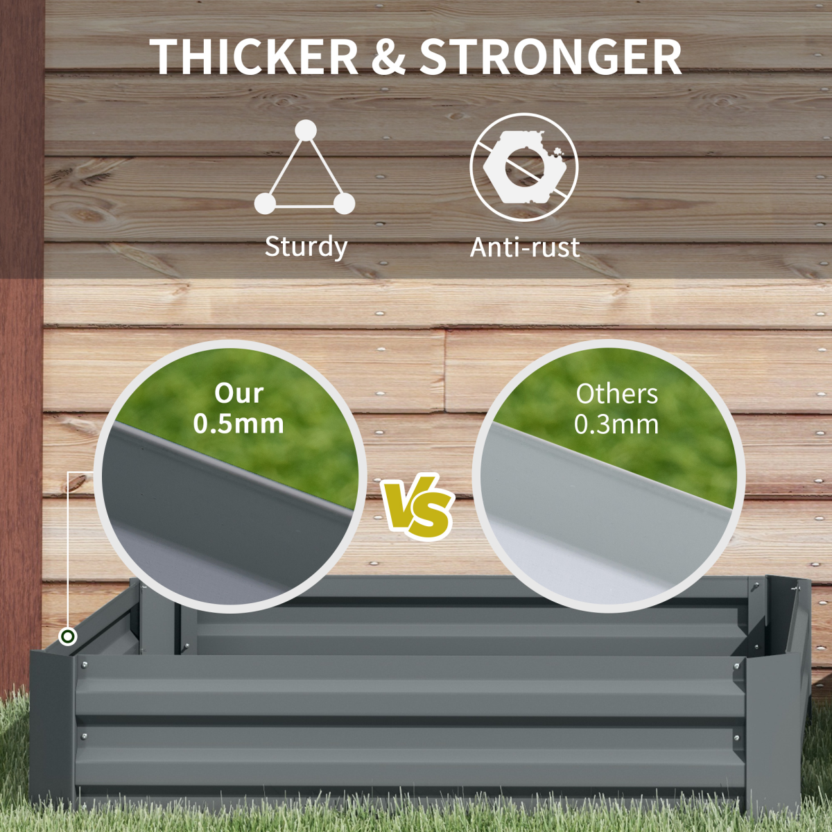 Outsunny Set of 2 Dark Grey Raised Garden Beds - Easy Setup Planter Boxes