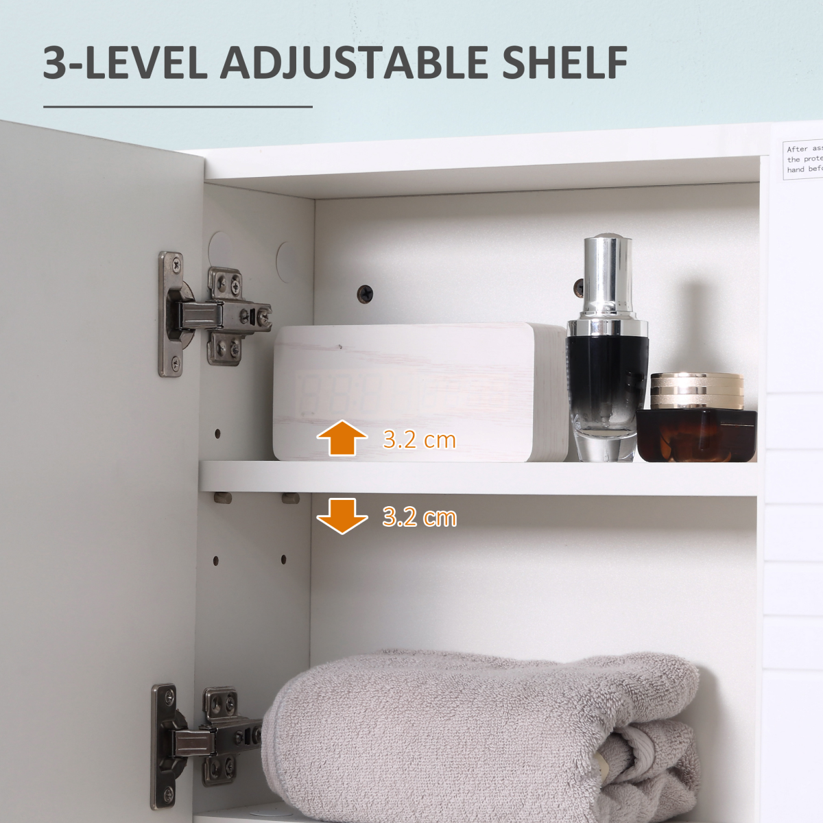 kleankin Bathroom Wall-Mounted Mirror Cabinet  Double Door Adjustable Shelves