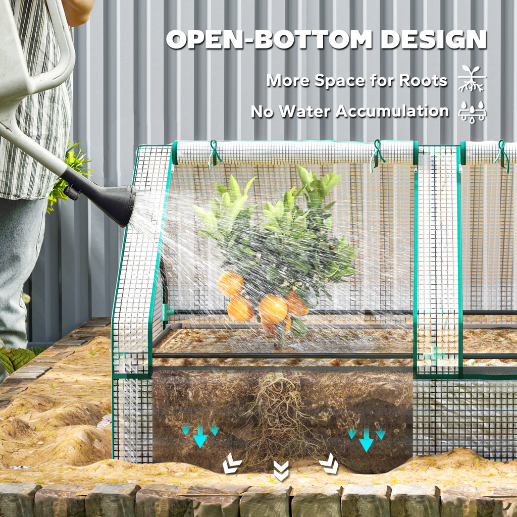 Outsunny Raised Garden Bed Planter Box with Greenhouse, White and Dark Grey
