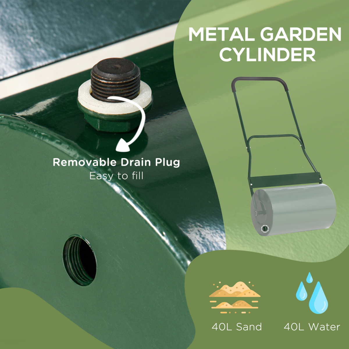 Outsunny 50L Steel Lawn Grass Roller - Achieve a Flawless Finish Effortlessly!