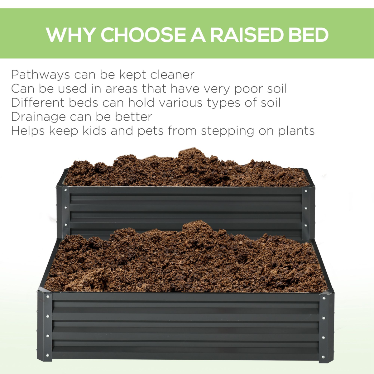Outsunny Galvanised 2-Tier Raised Garden Bed Planter - Durable & Stylish!