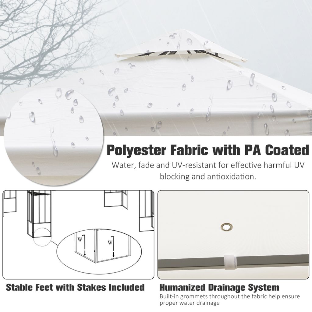 3m x 3m Vented Roof Metal Frame Garden Gazebo Cream