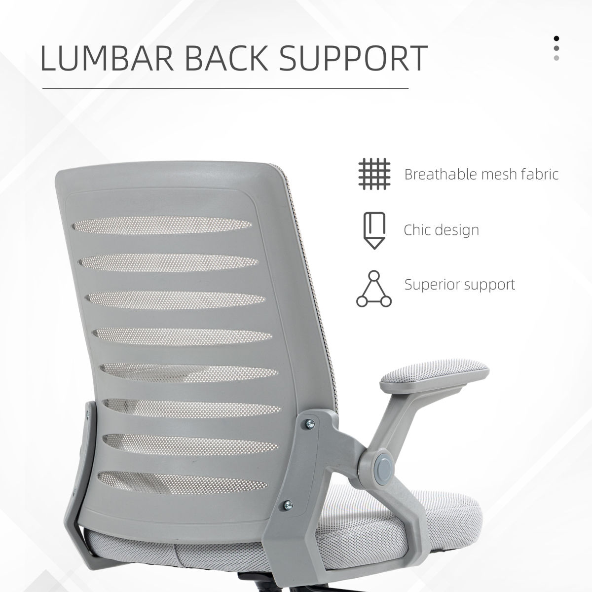 Vinsetto Ergonomic Mesh Office Chair with Lumbar Support & Swivel, Grey