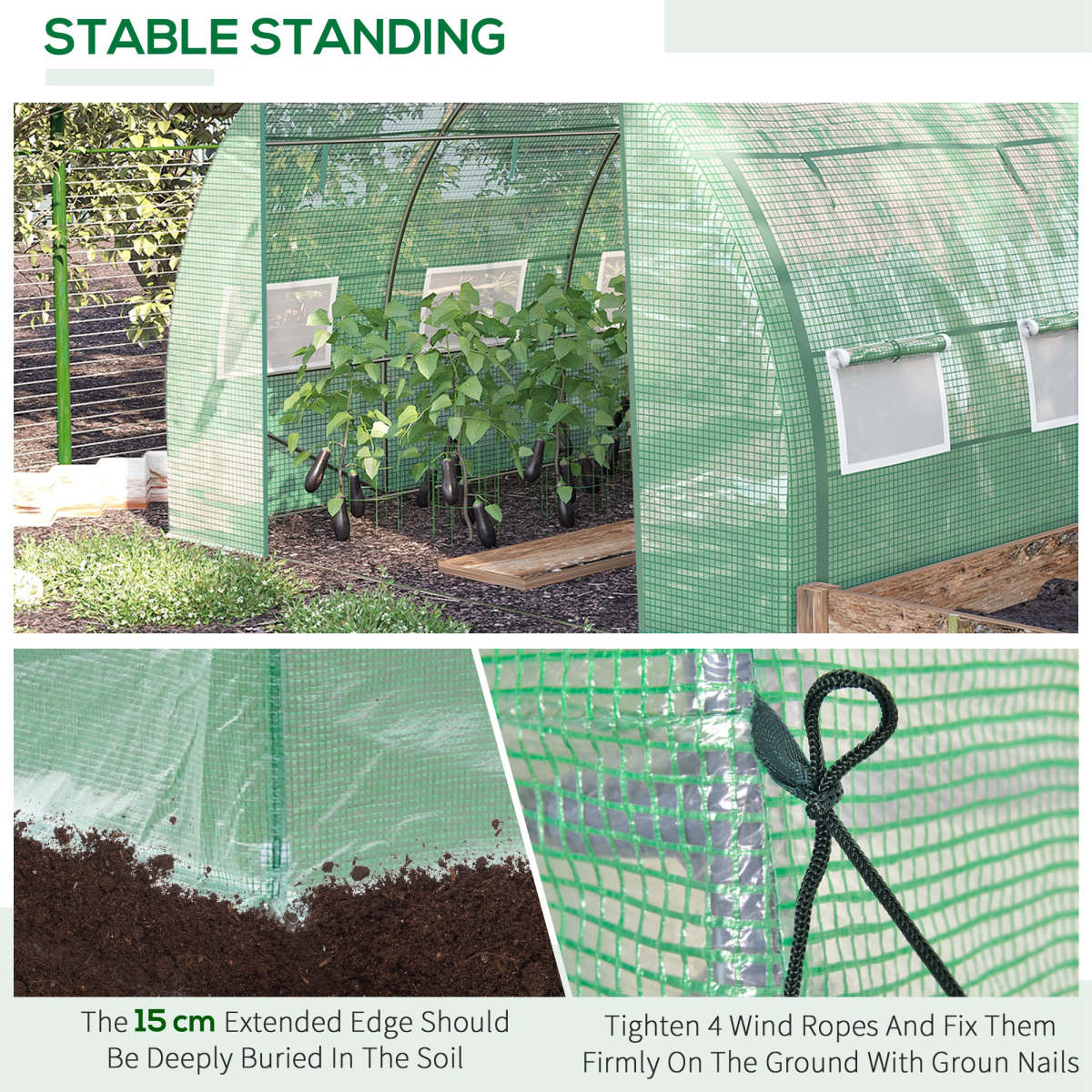 3 x 3 x 2 m Polytunnel Greenhouse Pollytunnel Tent w/ Steel Frame Green