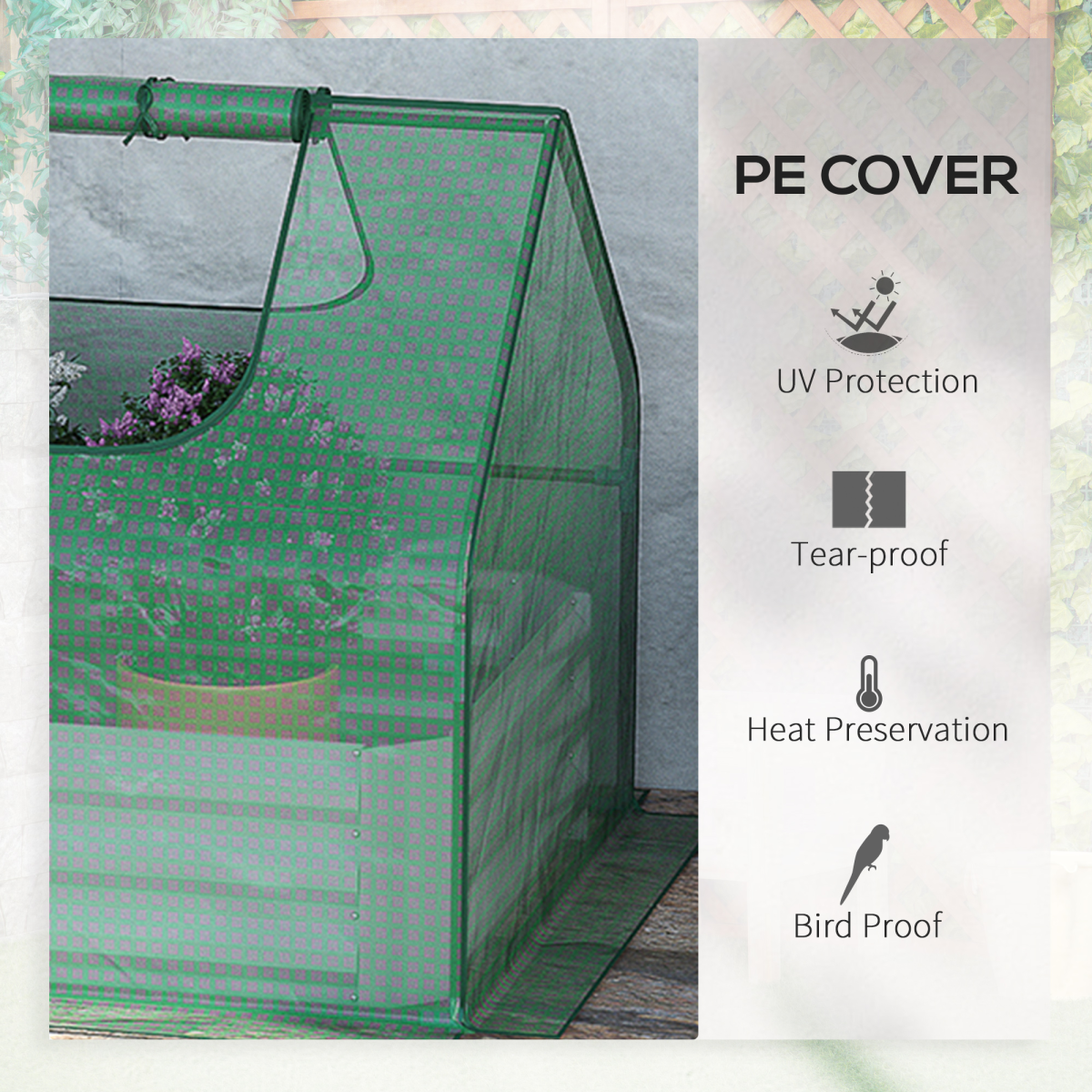 Outsunny Dual-Use Raised Garden Bed with Greenhouse & Large Viewing Window