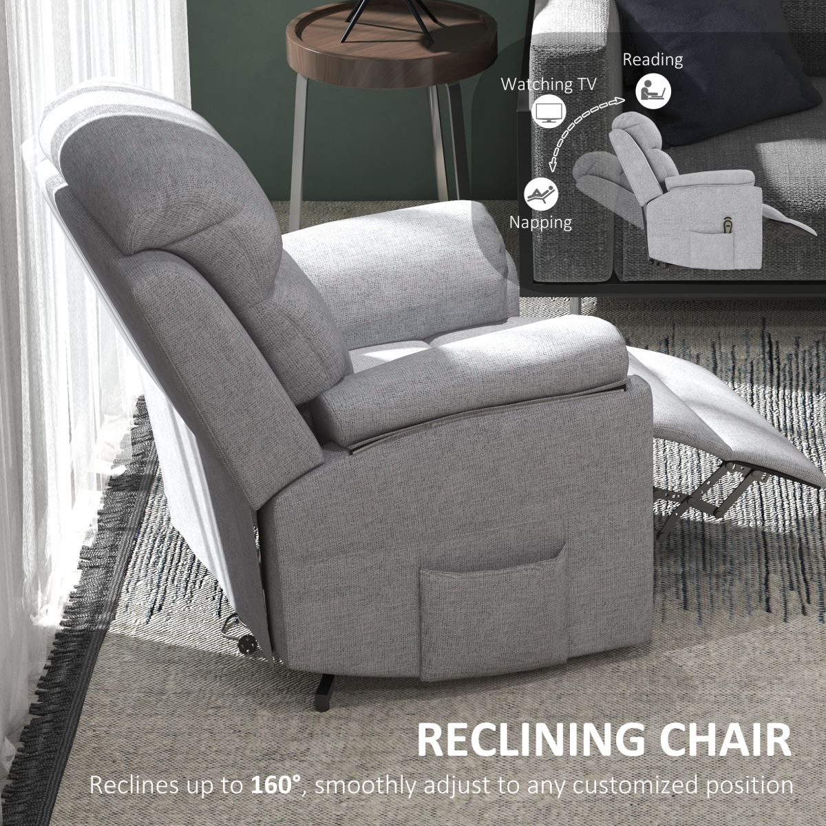 HOMCOM Power Lift Chair Electric Riser Recliner with Remote Control, Grey