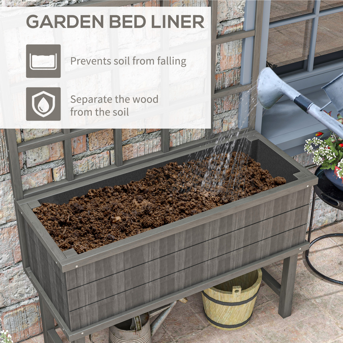 Outsunny Elevated Wood Planter with Trellis - Grow Vines Effortlessly!