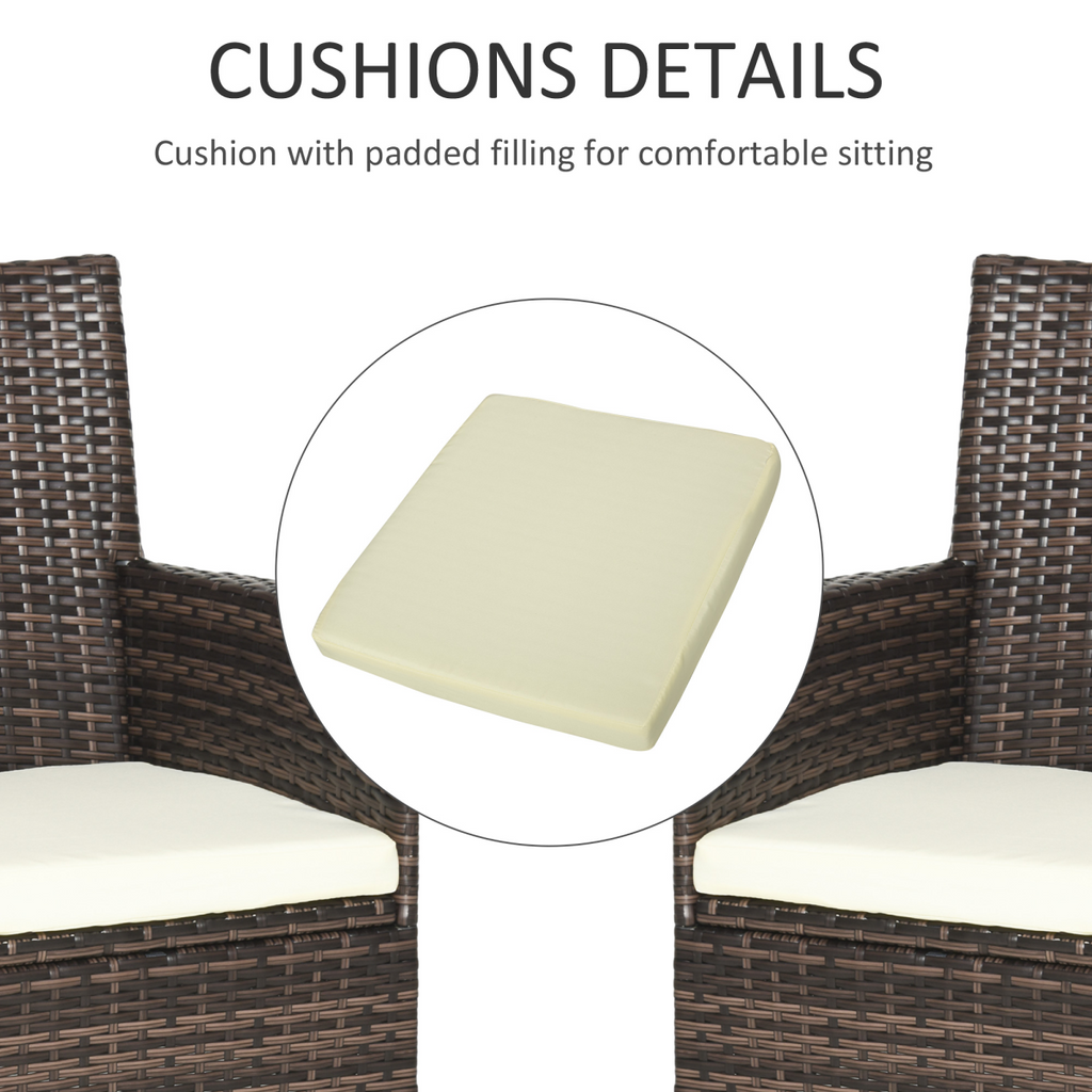 Outsunny 4 PC Outdoor Rattan Armchair Wicker Dining Chair Set for Garden Brown
