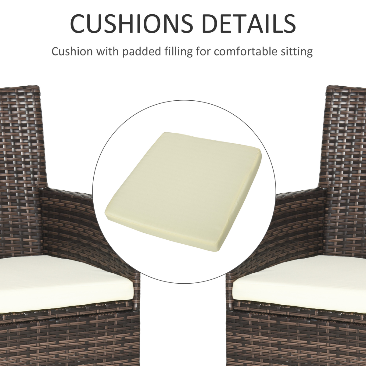 Outsunny 4 PC Outdoor Rattan Armchair Wicker Dining Chair Set for Garden Brown