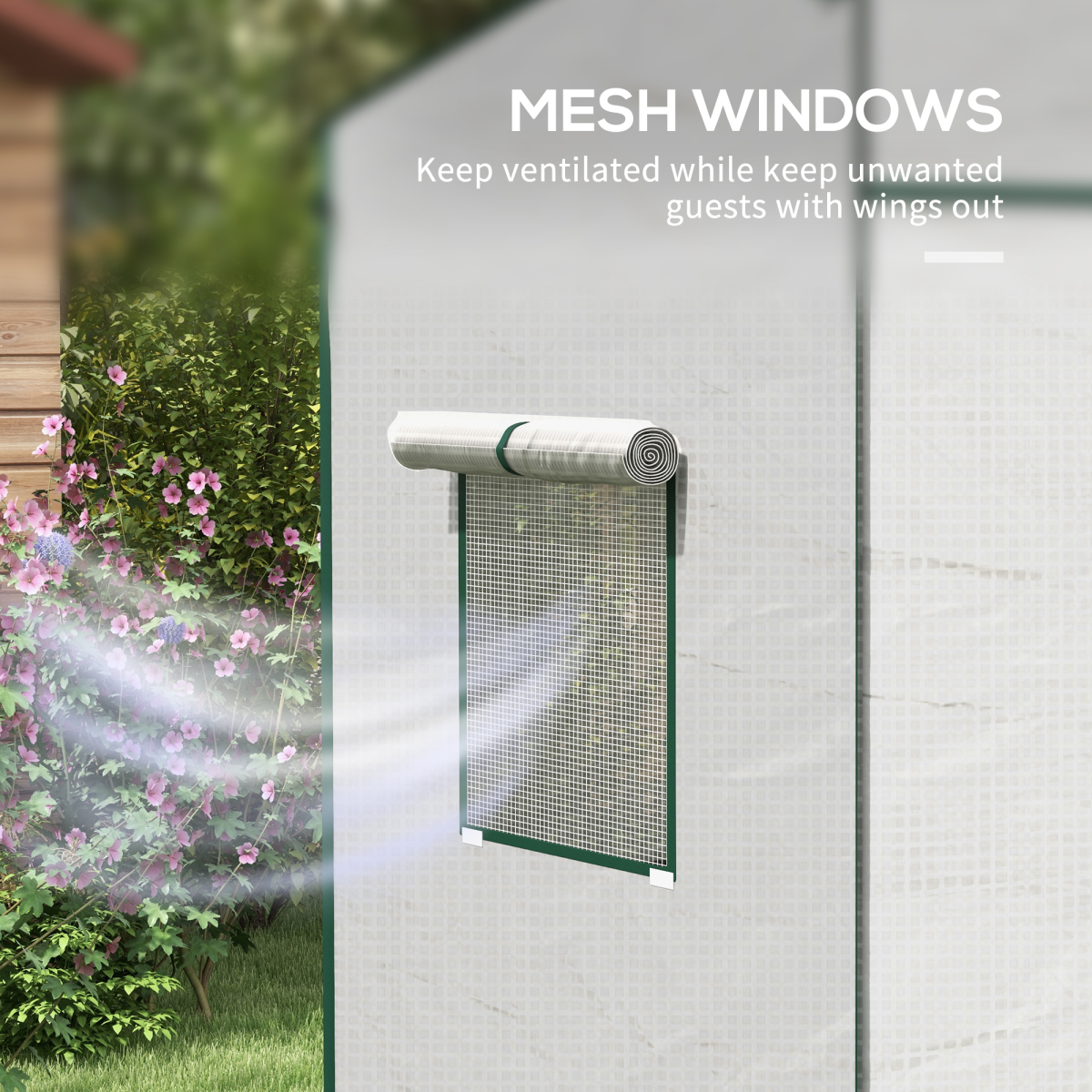 Outsunny Walk-in Garden Green House  Large Roll-up Door and 2 Mesh Windows White