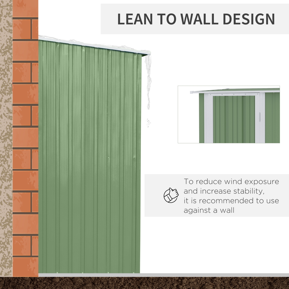 Garden Storage Shed, Sloped Roof, Lockable Door Green, 142x84x189cm