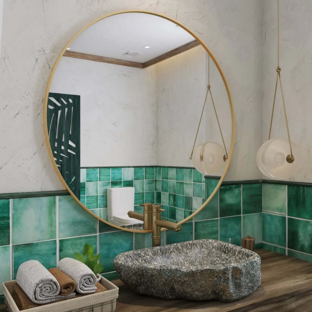 Rei Extra-Large Round Gold Metal Mirror - 90cm Circle for Stunning Decor