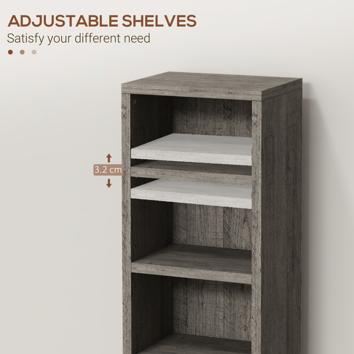 HOMCOM Adjustable CD Media Display Shelves - Set of 2, Mocha Wood