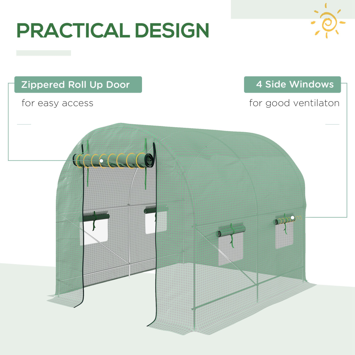 Ultimate 2.5x2m Walk-In Greenhouse: Steel Frame with Roll-Up Door & Ventilation