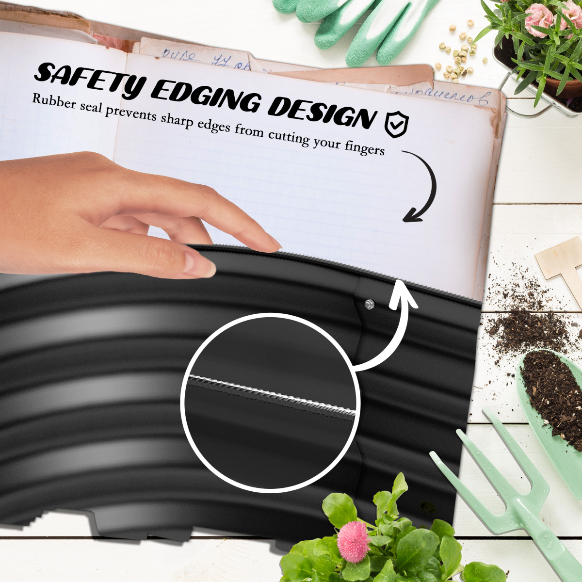 Outsunny Galvanized Raised Garden Bed – Customizable Planter Box with Safety Edging