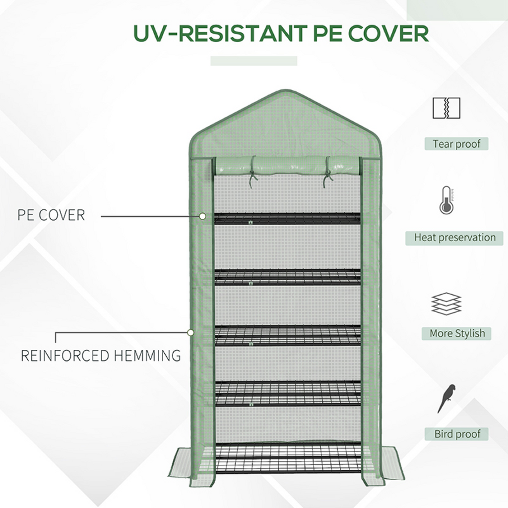 Outsunny 5-Tier Mini Greenhouse - Spacious, UV-Resistant Plant Sanctuary