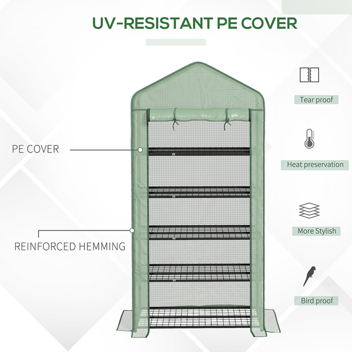Outsunny 5-Tier Mini Greenhouse - Spacious, UV-Resistant Plant Sanctuary