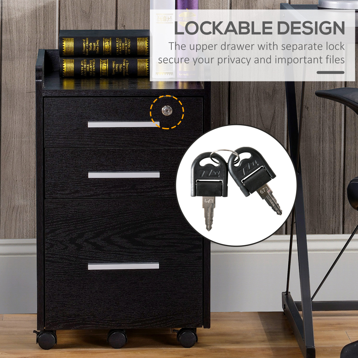 Compact Office Storage Cart with Wheels - Secure & Stylish Design
