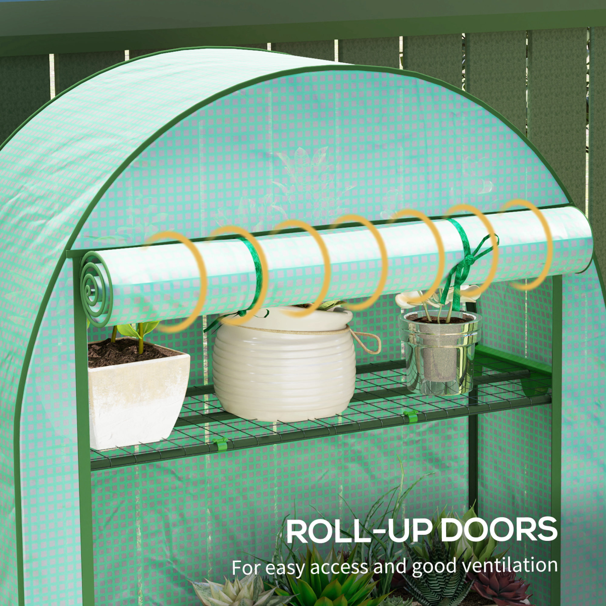 Outsunny 4 Tier Mini Greenhouse with Reinforced PE Cover, Green